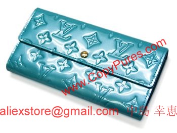 ルイヴィトン　LOUIS VUITTON　ヴィトン 財布　LV　ヴェルニ　ファスナー長札　長財布　ポルトフォイユ・サラ　ブルーラゴン　M91741